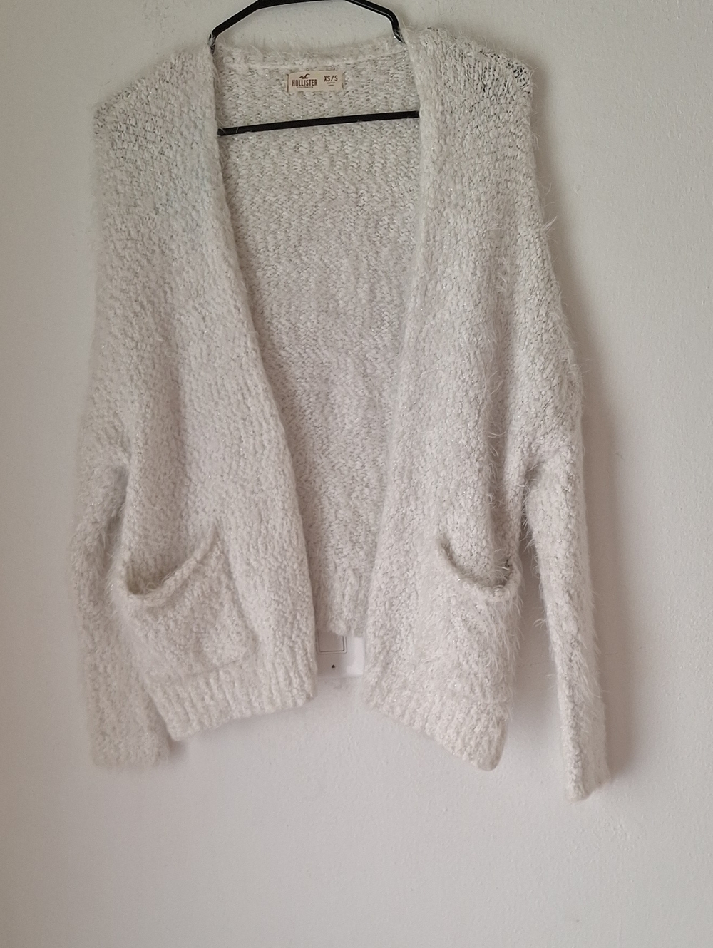Hollister Soft Cream Fuzzy Open Cardigan